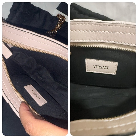 NWT VERSACE La Medusa Nappa Leather Quilted Baguette Crossbody Bag Light Pink - Picture 10 of 12